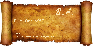 Bur Anikó névjegykártya